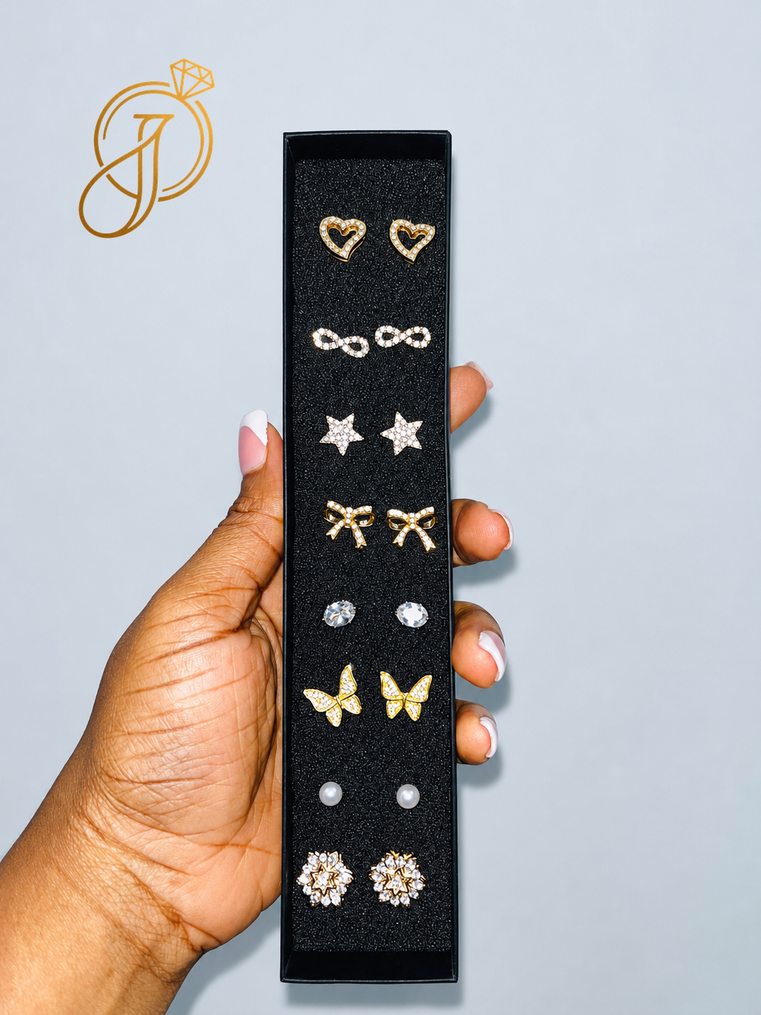 Golden Charm Earring Set