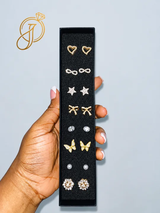 Golden Charm Earring Set